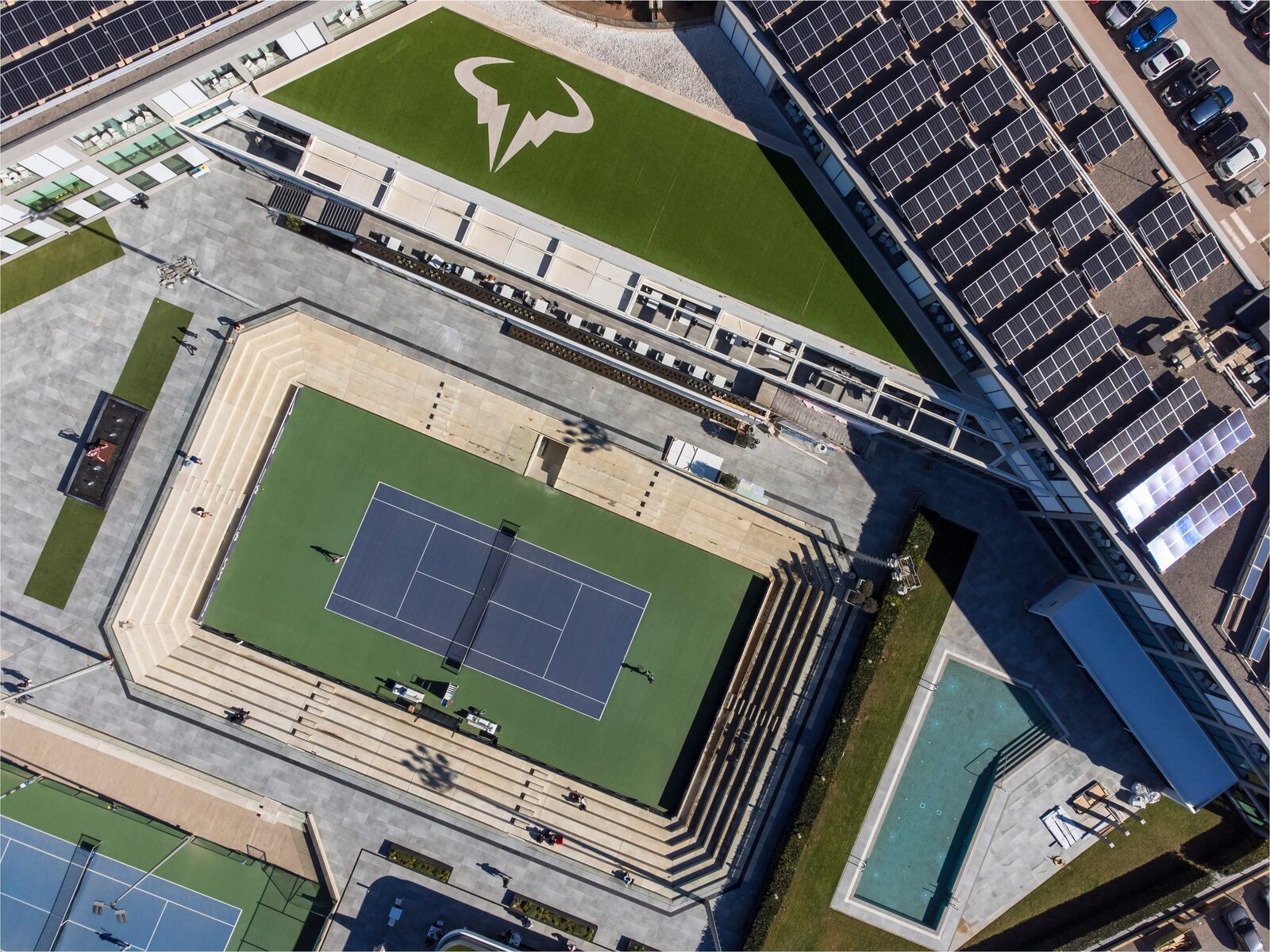 Aerial view of the Rafa Nadal Academy tennis courts